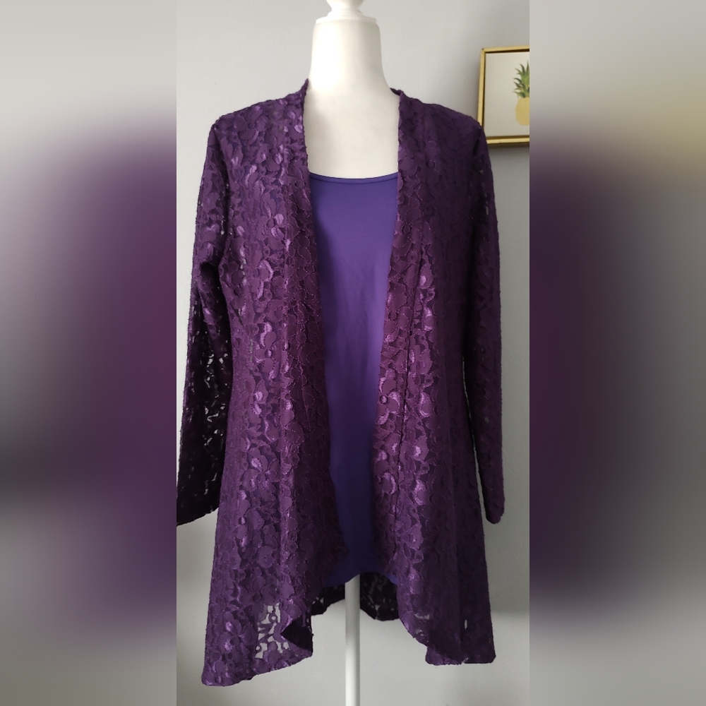 Stefano Cocci  Blouse Women's 2 Pieces Lace  Purple Size Large New Out Tags